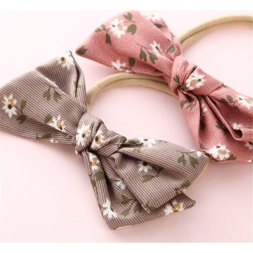 Print Bows Nylon Headbands For Children Floral Baby Accessories Hair Tie For Kids Girl Hairbands Baby Girl Hair Accessories
