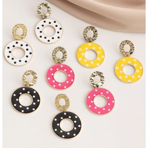 New Arrival Geometric Hollow Round Bridal Earrings For Women Polka Dot Drop Earrings Fashion Piercing Jewelry Dangle Earring