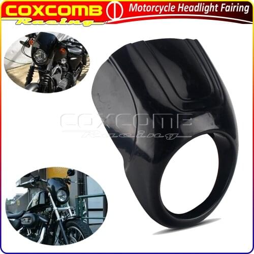 Motorcycle Headlight Fairing 5-3/4" Front Headlamp Fairing Mask Cowl For Harley Sportster Dyna Street Bob Chopper XL 883 1200