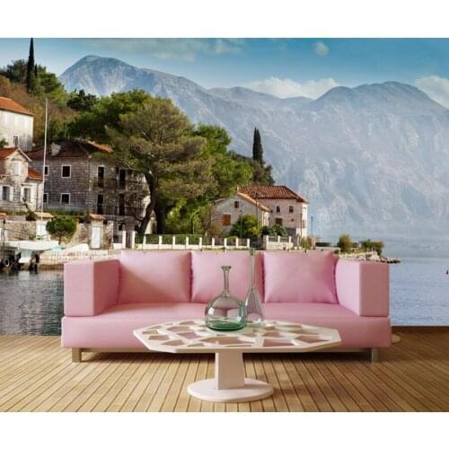 Papel de parede Montenegro Houses Mountains Sea City wallpaper,hotel room bar restaurant living room sofa TV wall bedroom murals