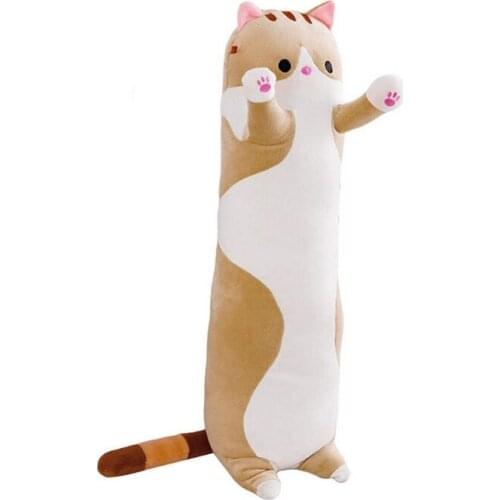 50/70/90cm Long Strip Cute Cat Plush Doll Stuffed Animal Soft Cuddly Toy Sofa Bed Sleeping Pillow Bedroom Decor Dolls