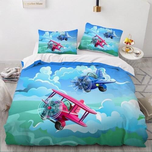 3D Luxury Bedding Set Duvet Cover Set Comforter Full King Queen Double Single Size Blue Sky Cartoon Design Custom Bedclothes