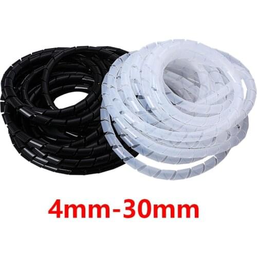 Cable Sleeve Winding Pipe Spiral Wrapping Transparent/Black Wire Organizer Sheath Tube 4-30MM Plastic Tape Management Protector