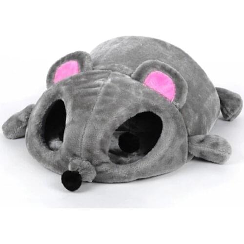 Grey Mouse Shape Bed for Small Cats Dogs Cave Bed Removable Cushion Windproof waterproof Bottom Pet Mouse Bed House Gift for Pet