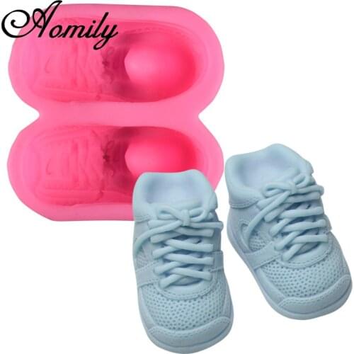 Aomily Sport Shoe Silicone Cake Mold Chocolate Mousse Cake Decorating Tools Bakeware Mold DIY Soap Mould Baking Tools for Cakes
