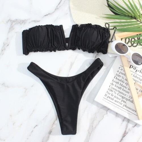 Sexy Bikini 2021 Pleated Leopard Swimsuit Women Swimwear Bather Swimming For Bathing Beachwear Women Suit Set Female Bikini H3N5