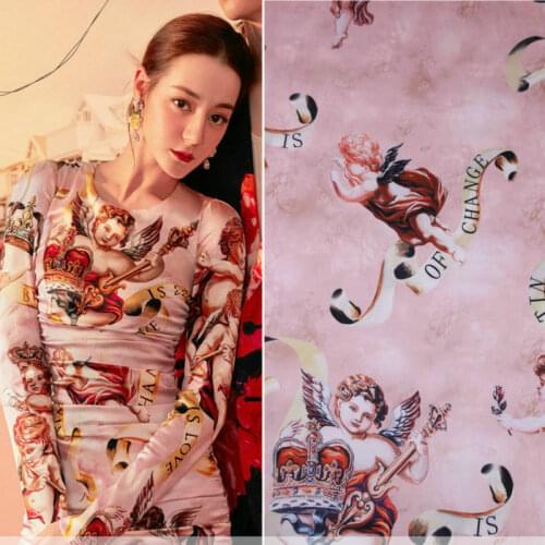 145cm angel printed fabric drape handmade diy dress cheongsam pajamas fabric scarf material polyester fabric wholesale cloth