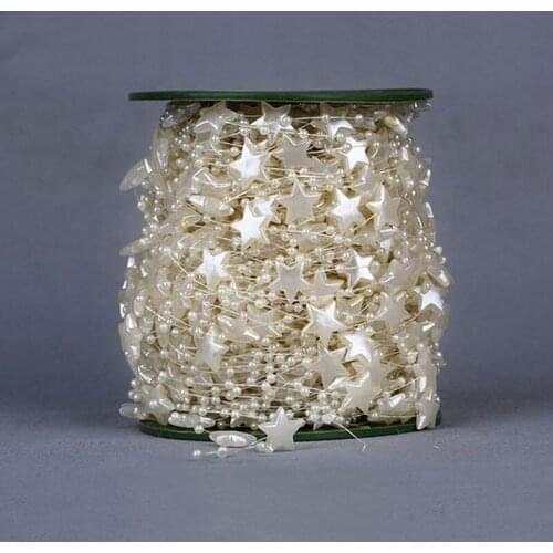 A Roll 60 Meters Length Stars Shape Artificial Pearls Bead Garland Spool Rope Chain Wedding Home Hanging Decor DIY Accessories