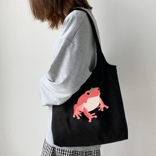 Japanese Anime Canvas Bag Sweet Cartoon Harajuku Casual Vintag Tote Summer Female Ulzzang Kawaii Shoulder Bag Shopper Reusable