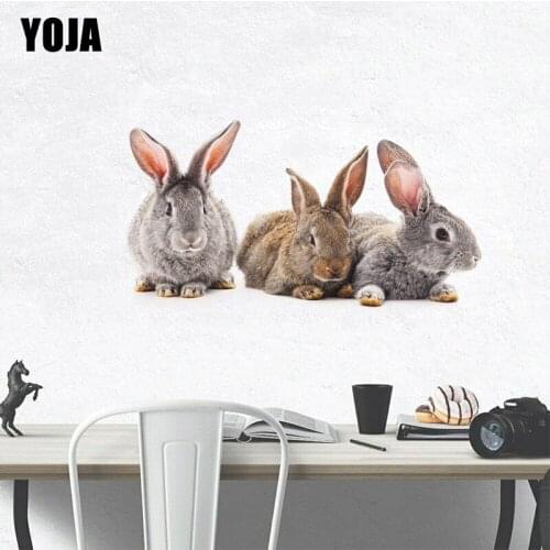 YOJA 49.8×28CM Three Cute Rabbits Home Decoration Decal Living Room Bedroom Wall Stickers 8WS0199