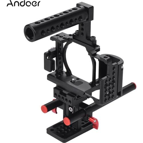 Andoer Protective Aluminum Video Camera Cage Stabilizer Protector for Sony Microphone Monitor Tripod Lighting Accessories