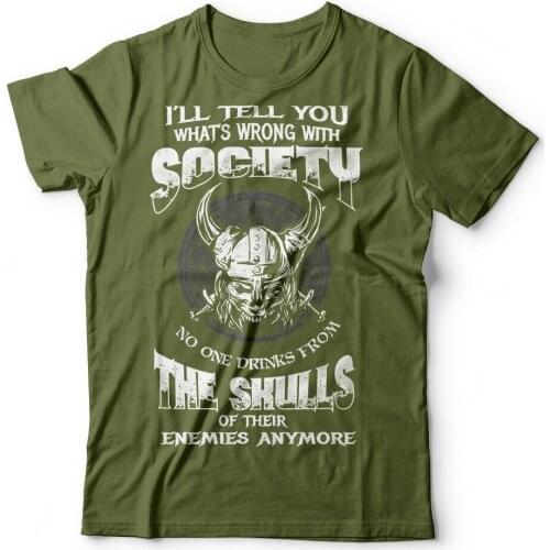 Viking T-shirt Viking Warrior T-shirts Cool Vikings Slogan Shirt Skull T-shirt