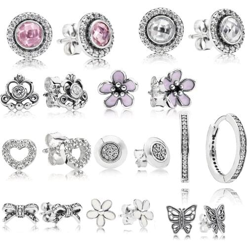 New Fashion 1: 1 S925 Sterling Silver Real Magnolia Daisy Fashion Earrings Lady Logo Romantic High-end Jewelry Free Shipping