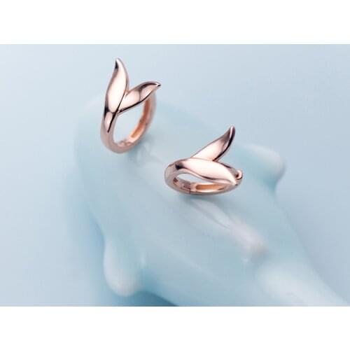 MloveAcc New Cute Tiny Mermaid Fishtail Hoop Earrings 100% 925 Sterling Silver Elegant Jewelry for Women Trendy Gift