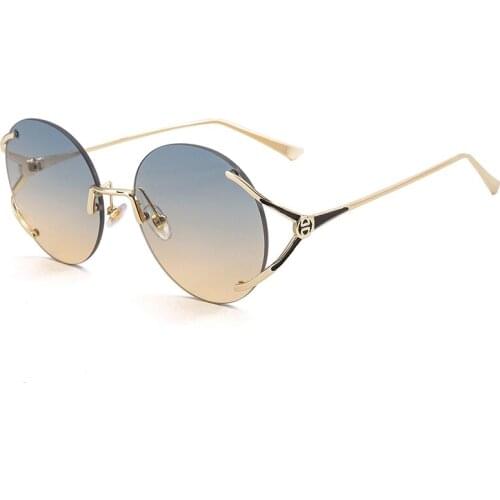 Fashion Vintage Rimless Round Sunglasses Women Luxury Brand Designer Travel Cutting Lens Sun Glasses Sexy Ladies UV400 Shades