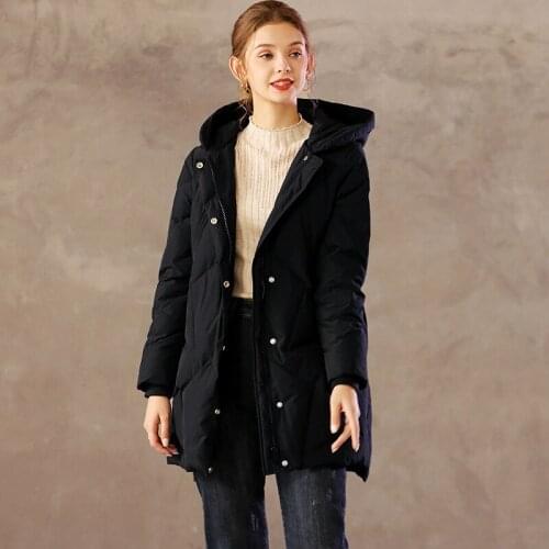 Ladies down jacket hooded mid-length ladies down jacket windproof and cold-proof quality down jacket