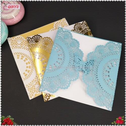 1/10pcs Vertical Laser Cut Butterfly Invitations Cards Kits for Wedding Bridal Shower Birthday Anniversary Party cards 7Z SH068