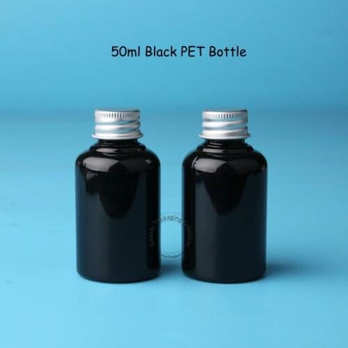 100pcs/Lot Wholesale 50ml Plastic Black PET Lotion Bottle with Screw Lid 5/3OZ Women Cosmetic Container Empty Refillable Pot