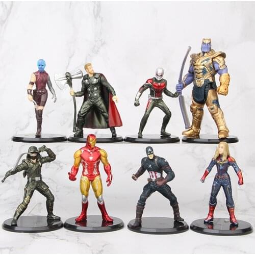 8pcs/set Marvel Avengers: Endgame Thanos Thor Ironman Captain Marvel Antman Figure Model Toys