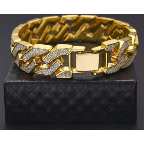 Charm Bracelet for Men Women Miami Curb Cuban Chain Bling Rapper Big Gold Chain Bracelets for Mens Jewelry Gifts Wholesale Bulk