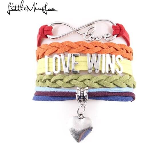 Little MingLou Infinity LOVE WINS LGBT bracelet heart charm Awareness wedding men bracelets & bangles for lovers women jewelry