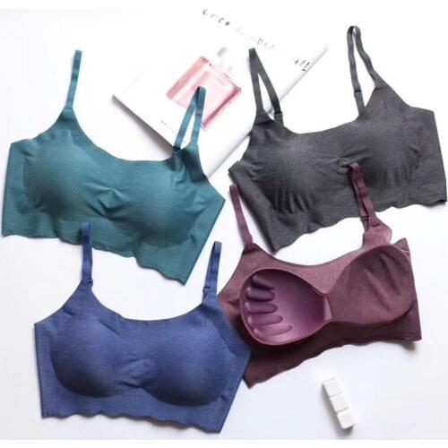Free Women Sexy Bandeau Strapless Seamless Ice Silk Padded Bralette Boob Tube Style Bra Sexy Bustier