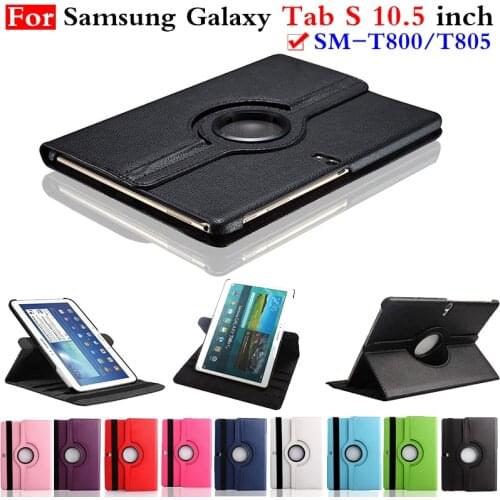 Flip Fashion PU Leather Case For Samsung Galaxy Tab S 10.5 inch SM-T800 SM-T805 T800 T805 Tablet 360 Rotating Stand Case Cover