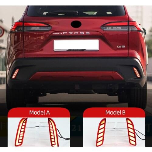 CSCSNL 2Pcs LED Reflector For Toyota Corolla Cross 2020 2021 Car Rear Fog Lamp Brake Light Dynamic Turn Signal 3-in-1 Functions