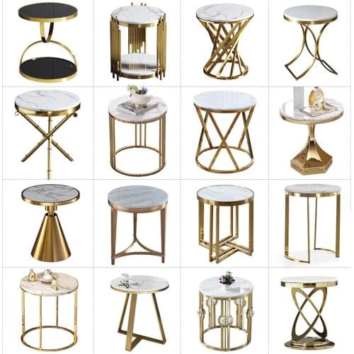 Italian Brief light luxury stainless steel marble corner a few hotel tea table side sofa side cabinet living room bedside table