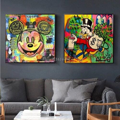 Disney Canvas Painting Classic Anime Mickey Minnie Mouse Donald Duck Poster Prints Wall Art Pictures Kids Living Room Home Decor