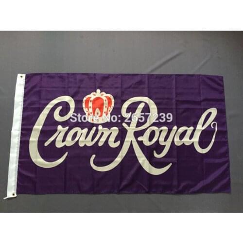 Crown Royal Flag 3x5FT Banner 100D 150X90CM Polyester Brass Grommets Custom66, Light Up Popular Factory Price Premium Quality