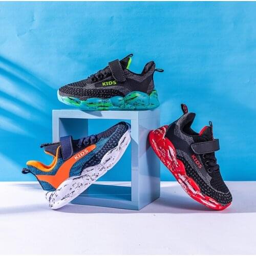 2020 new kids shoes Comfortable Breathable soft Anti-slippery boys velcro sneakers Camouflage Fashion sport Knitted casual shoes