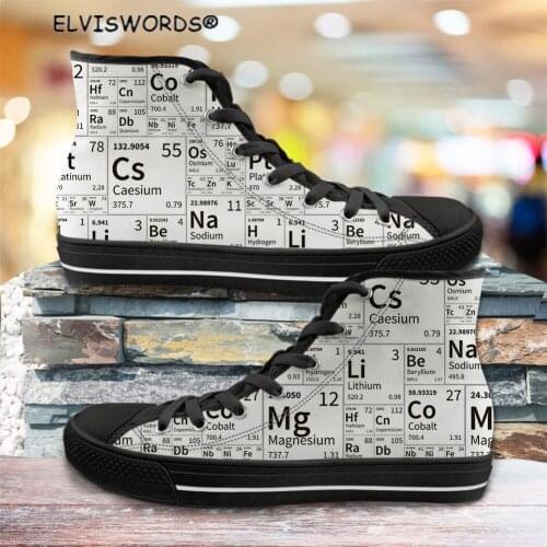 ELVISWORDS Periodic Table of Chemical Elements Pattern Leisure Lace Up Sneakers for Women Breathable Ladies Walking Shoeas New