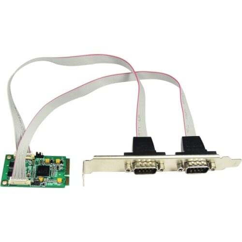 Mini PCI Express to 2-port RS232 Serial Card COM Port DB9 pin Expansion Cards EXAR
