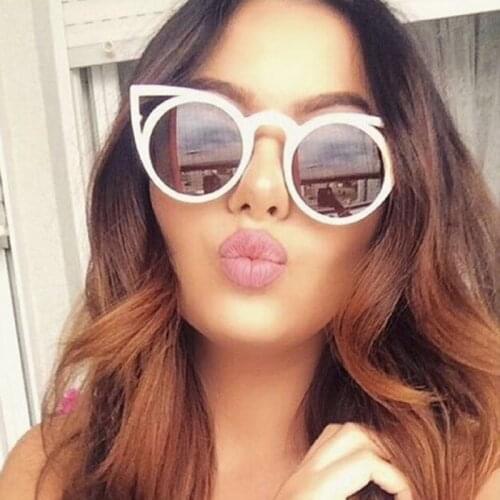 Fashion Style Cute Cat Ears Rround Metal Sunglasses Eyewear