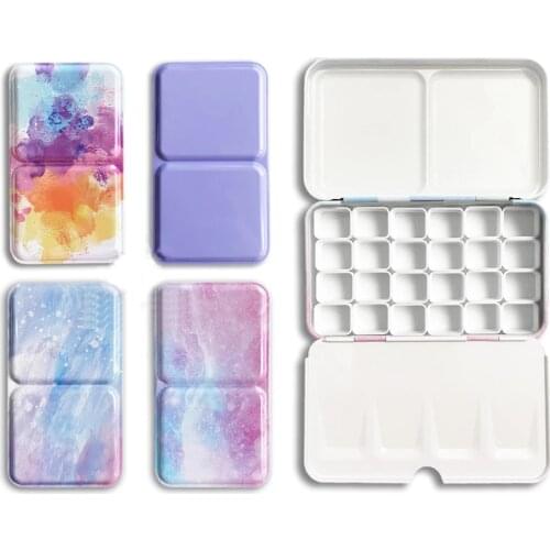 Cute 24/26/52Pcs Half Pans Watercolor Oil Paints Tins Box Empty Palette Painting Storage Paint Tray Box For Art Painting Supplie