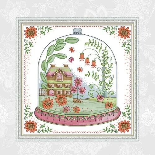 DIY Handwrok Cross Stitch Kits Lodge Painting Printed on Canvas 14CT 11CT DMC Embroidery Sets Semi-finished Products Needlework