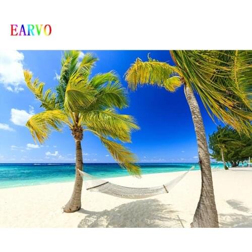 Sky Sea Beach Photography Backdrop Beach coconut tree background cloth for Photograph Accessories Child kids Baby Photo Shoot
