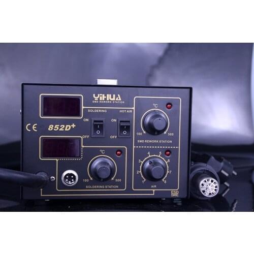 YIHUA 852D+Pump Air Flow Adjustable Hot Air With Soldering Air Soldering Station 2in1 hot air desoldering station