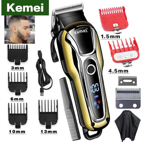 Kemei professional Hair Clipper electric Hair Trimmer for Mens Hair cutting machine Cutter LED display Wireless Hair Cutter 4
