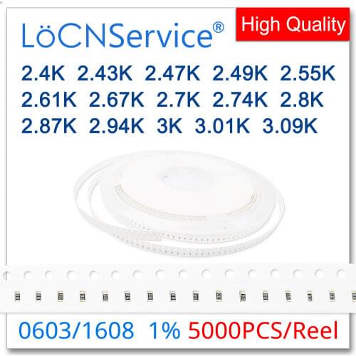 LoCNService 0805 1% 5000PCS 2.4K 2.43K 2.47K 2.49K 2.55K 2.61K 2.67K 2.7K 2.74K 2.8K 2.87K 2.94K 3K 3.01K 3.09K 2012 Resistor
