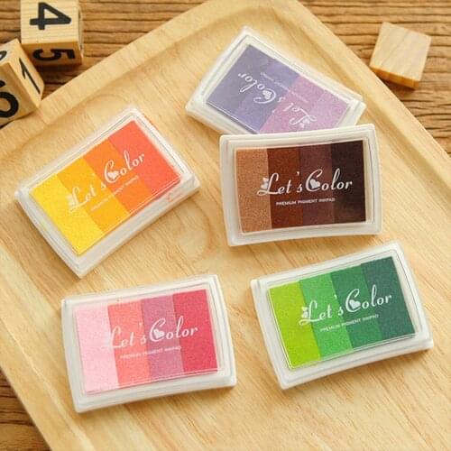 4 Color Gradient Square shape color ink pad mini sponge DIY stamp ink pad stationery school supplies