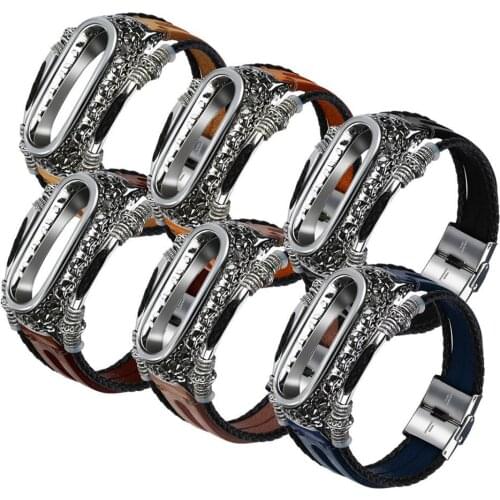 Replacement Leather Wristband Band Strap+ Metal Case For Xiaomi Mi Band 4 Smart watch Wearable Bracelet accessories #620