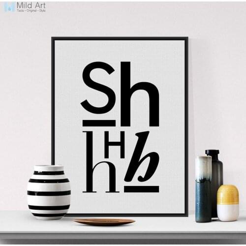 Modern Minimalist Black White Alphabet Typography Quotes A4 Art Print Poster Hipster Wall Picture Canvas Painting Custom Decor