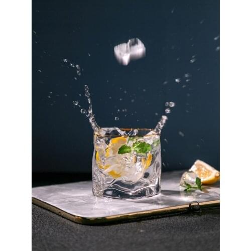 INS Style Drinking Glasses Creative Origami Glass Frosted Coffee Cup Bar Wine Glass Simple Premium Whiskey Glass Fashion Glass