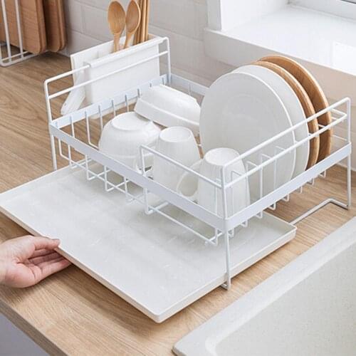Dish Drying Rack with Drainboard Drainer Kitchen Light Duty Countertop Utensil Organizer Storage Plates Bowl Shelf Basket