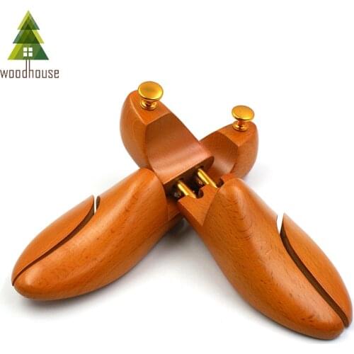 Woodhouse Mens and Womens Shoe Trees Twin Tube Adjustable Natrual Beech Wood Shoe Tree