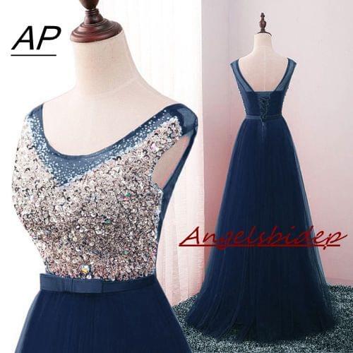 ANGELSBRIDEP Vestidos De Fiesta Largos Elegantes De Gala Evening Dresses 2021 Abendkleider Top Crystals Sequined Robe De Soiree