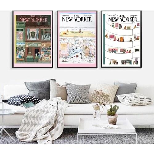 The New Yorker Magazine Canvas Prints Retro Posters and Prints Vintage Multipack Wall Art Pictures Living Room Decoration Poster