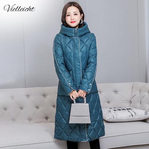 Vielleicht Winter Clothes Women Fashion Outwear Casual Jacket Winter Top All-Match Hooded Warm Loose Thick Long Parka Women Coat